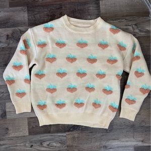 Shein Sweater Women's Medium Beige Heart 80s Style Pullover